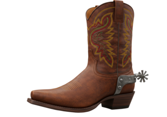 Isolated Detailed Brown Cowboy Boot with Spur