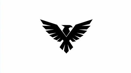 Obraz premium Simplistic monochrome emblem of a stylized bird with wings spread