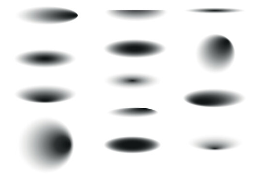 collection of realistic vector drop shadows with different shapes and blur levels on white background for design use	