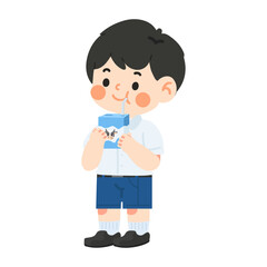 Illustration of Boy Drinking Milk from Carton