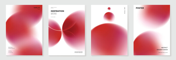 Fototapeta na wymiar Modern gradient poster on white background vector set. Cover template with red bubble different. Modern Design for wall art, flyers, brochures, covers and web banners. 