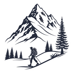 skiing in the mountains