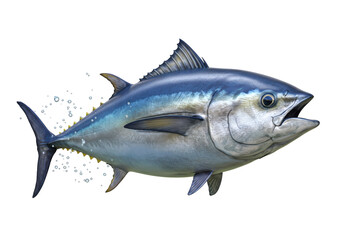 Isolated Realistic Bluefin Tuna Fish with Water Splashes