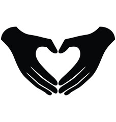 Obraz premium Black hands forming a heart shape against a white background vector