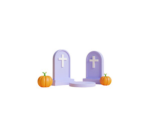 Spooky Halloween border with pumpkins, bats and illustrations, isolated on white background