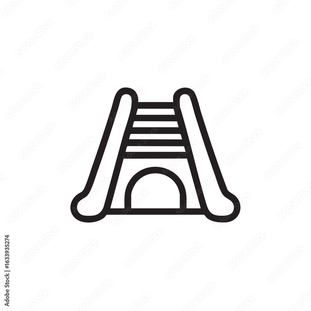 Poster a simple line drawing of a playground slide.
