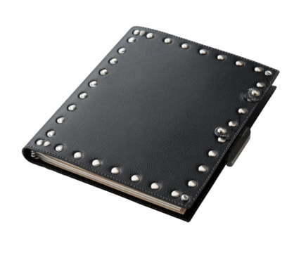 Black leather notebook with silver studs (1)