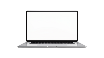 Modern Laptop with Blank Screen Isolated on Transparent Background