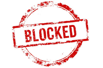 Red Blocked Stamp with Grungy Texture on Transparent Background