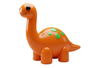Isolated Cute Orange Brontosaurus Dinosaur Toy with Green Spots