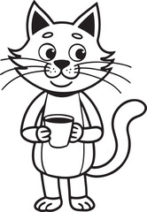 Funny cartoon cat and mouse vector illustration with cute smiling kitten character design