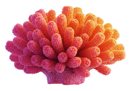 Isolated Vibrant Pink and Orange Coral Reef Formation