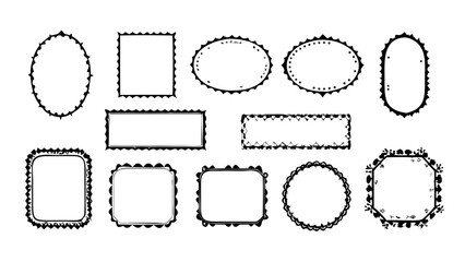 Collection of decorative frames borders shapes oval rectangle circle vector art