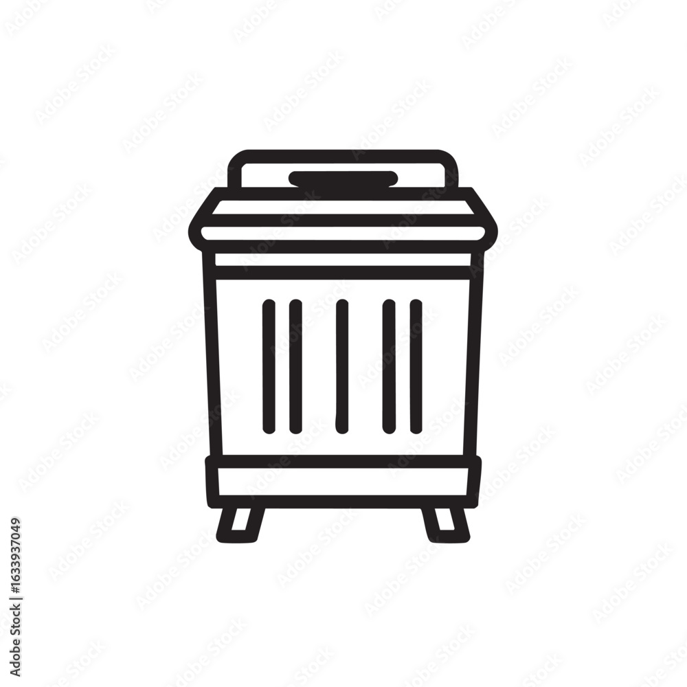 Poster a simple icon of a trash or garbage can.