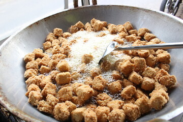 cooking fried tofu