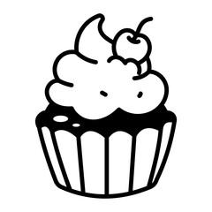 A drawing style icon depicting cupcake
