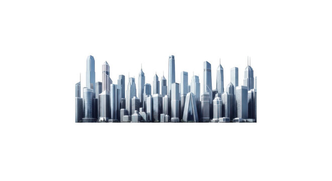 Abstract cityscape of glowing crystalline skyscrapers against a dark background