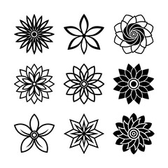 Floral Icon Set, Vector Illustration