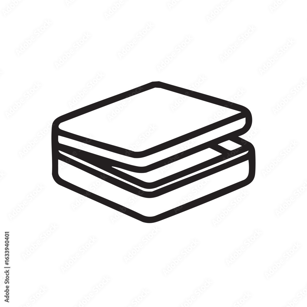 Poster a simple line drawing of an open storage box.