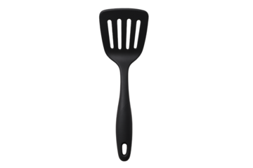 Sleek Black Slotted Spatula, a Versatile Kitchen Utensil for Flipping and Serving Food with Ease