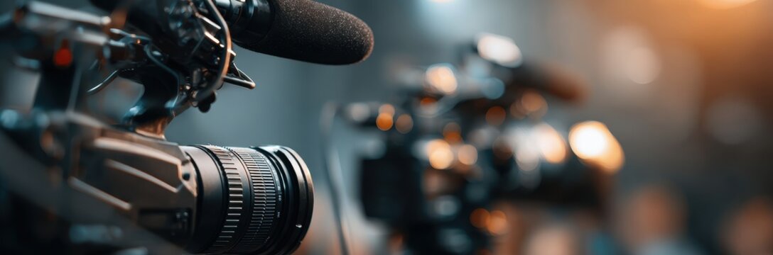 Close-up professional video camera equipment