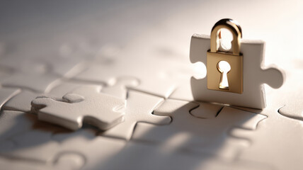 Puzzle piece with lock symbol, security in business integration