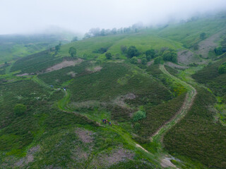 Horseback riding route between the Estacas de Trueba and Lunada Passes in the Pasiegos Valleys of Burgos. Las Machorras, Merindades Region, Burgos, Castile and Leon, Spain, Europe