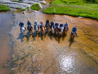 Horseback riding route between the Estacas de Trueba and Lunada Passes in the Pasiegos Valleys of Burgos. Las Machorras, Merindades Region, Burgos, Castile and Leon, Spain, Europe