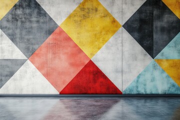 Stylish Grey Room with Multicolored Geometric Wall Texture for Modern Interior Designs