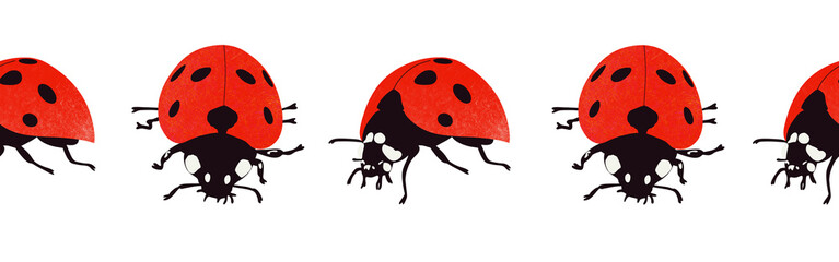 Ladybug icon border. Ladybug silhouette symbol. Ladybug border isolated on white background