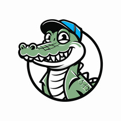 Obraz premium Cartoon crocodile wearing a hat