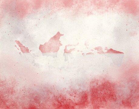 Dirgahayu Indonesia Independence Day Background with Red and White Transparent Indonesia Maps in Watercolor Illustration