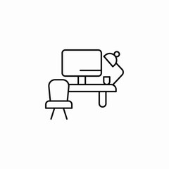 desk with chair icon sign vector