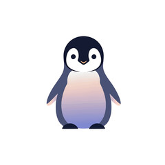 Adorable baby penguin cartoon character with big eyes. A cute arctic bird vector illustration isolated on white. Simple flat design graphic.