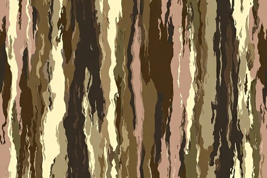Abstract camouflage pattern in muted browns, beiges, and pinks.  Vertical, irregular streaks create a textured look