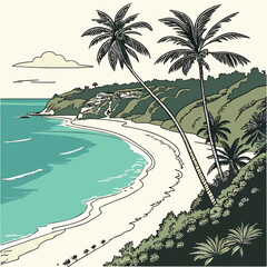 tropical beach with palm trees