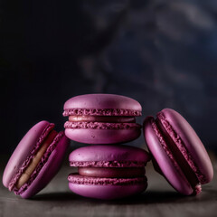 Close-up of purple macaroons on table