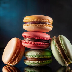 Close-up of multi colored macaroons on table