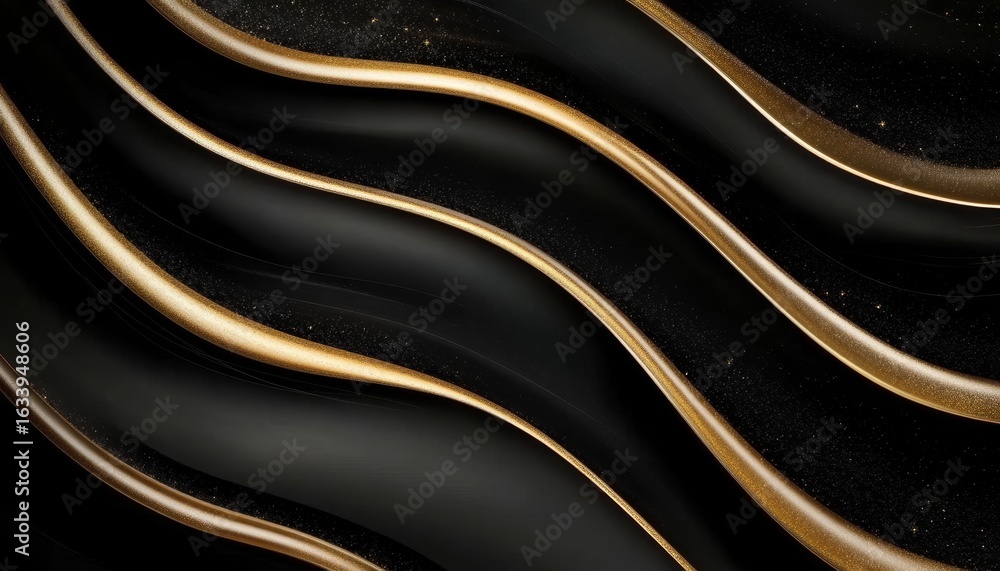 Poster elegant abstract design with gold accents and contrasting textures creating luxurious fluidity.