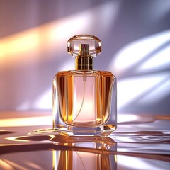 Elegant luxury perfume bottle ecommerce product photograph clear glass presentation fragrant beauty item ready for sale