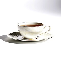 Elegant fine bone china tea cup and saucer ecommerce dining set shot delicate porcelain luxury tableware image