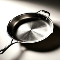 Modern stainless steel frying pan ecommerce kitchen cookware product shot nonstick durable cooking appliance presentation