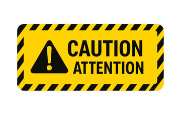 Obraz premium Caution Attention Warning Banner. Exclamation Mark Alert Sign. Yellow and Black Striped Safety Symbol. Hazard Notice Template for Workplace, Construction, Industrial, Public Safety Precautions Vector.
