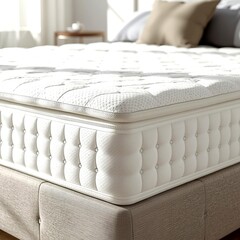 Luxury memory foam mattress ecommerce bedroom product image comfortable sleep furniture soft texture realistic presentation