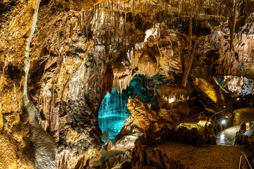 Mira de Aire Caves, Grutas de Mira de Aire at Leiria, Portugal. A set of limestone caves in Porto...