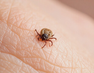 Macro Image of a Tick on Surface