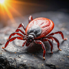 Macro Image of a Tick on Surface