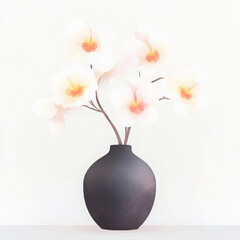Black vase white orchid minimalist floral elegant soft modern home decor