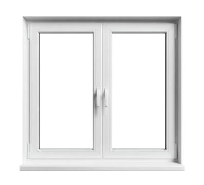 Modern white plastic window with two panels, isolated on transparent cutout background - Powered by Adobe