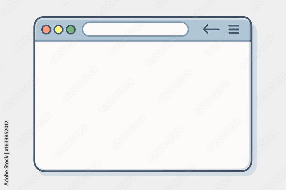 Fototapete browser window blank template. minimalist web interface frame. vector cartoon illustration of empty 
